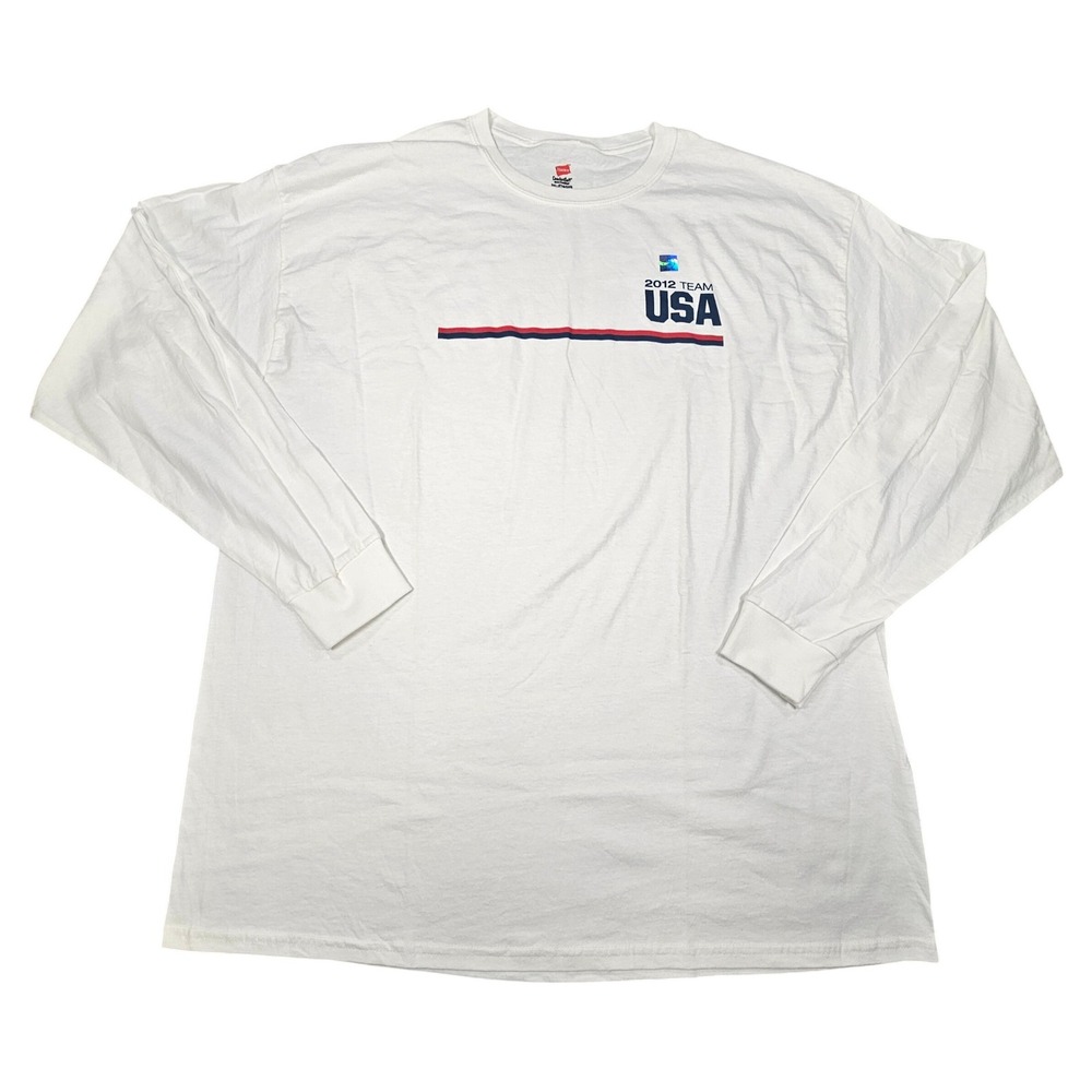 Vintage 2012 Team USA Olympic Long Sleeve Shirt White 2XL Hanes ComfortSoft Crew